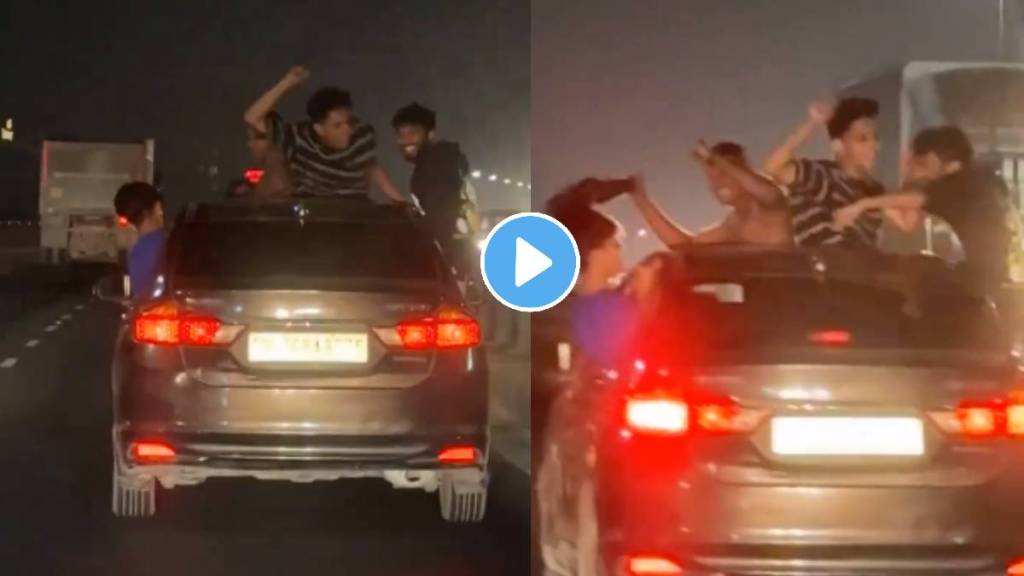 viral video of five youths were doing stunts in a speeding car in bengaluru