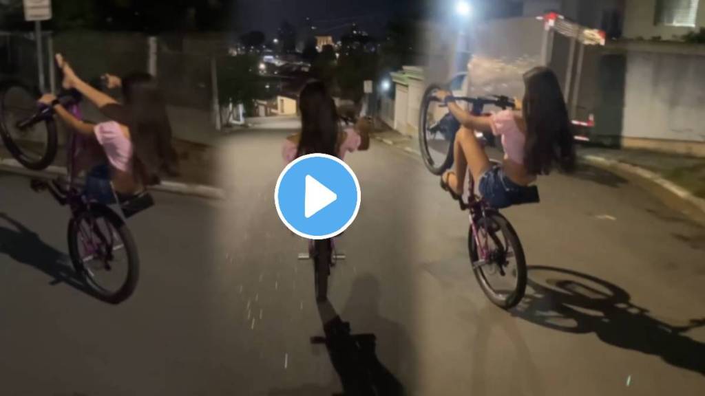 Girl stunt on cycle video viral on internet