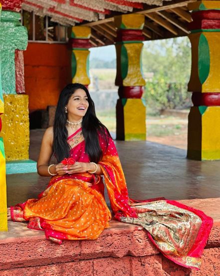 Pooja Sawant Bandhani Paithani Saree