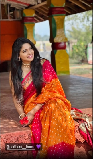 Pooja Sawant Bandhani Paithani Saree