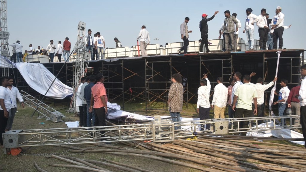 The back part of Prakash Ambedkar meeting platform collapsed