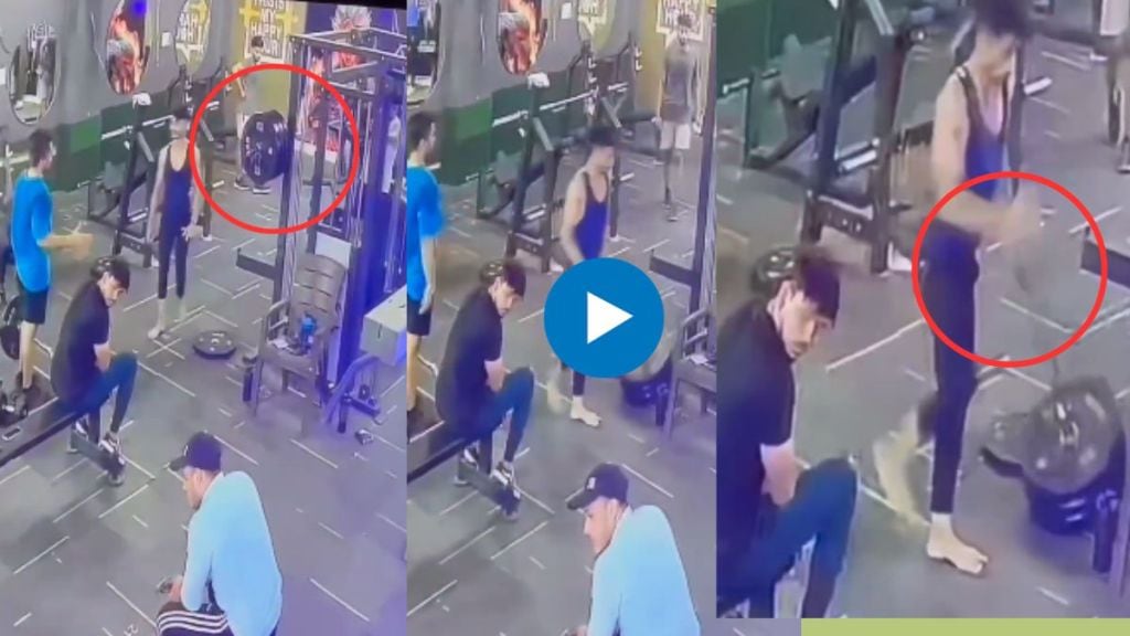 The young man survived the death The rod in the gym was about to fall on his head but Boy saved him video viral