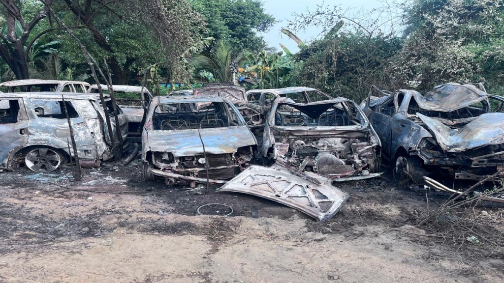 fire Seized vehicles Arnala police station