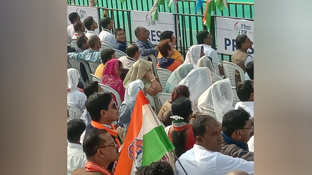 VIP pass holder congress workers in press box at Congress party meeting