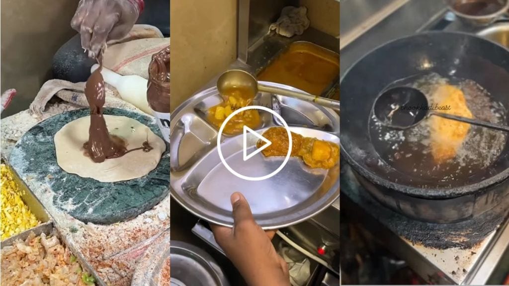 fried Nutella roti sabji viral video