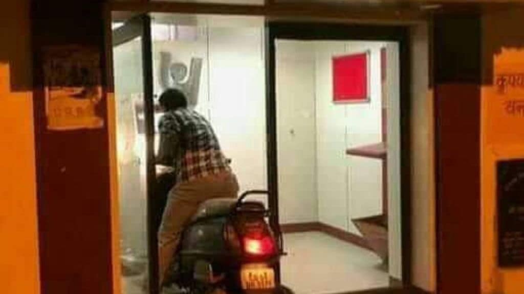 old photo of man on scooter withdrawing money go viral on internet