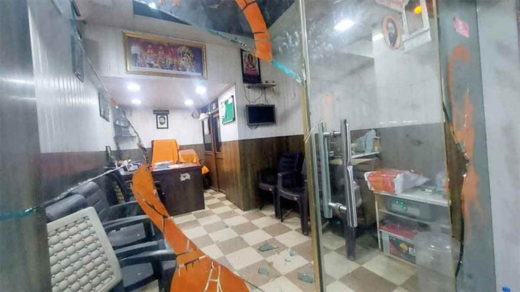 office of shinde group leader vandalised in kalwa