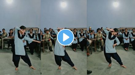 a college student performing indian classical dance