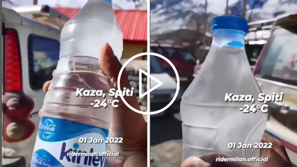 water bottle freezing in spiti valley viral video