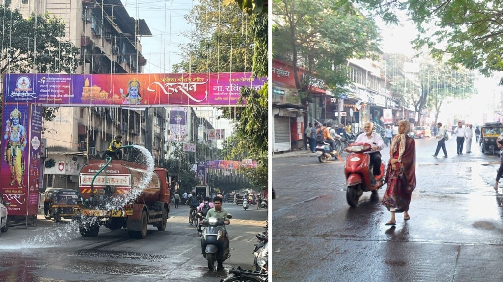 Cleaning of Phadke Road by water tanker