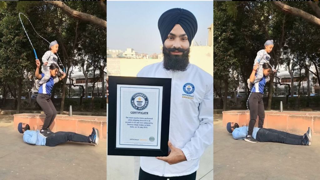 Man skipping on his back with 2 people standing on him viral video