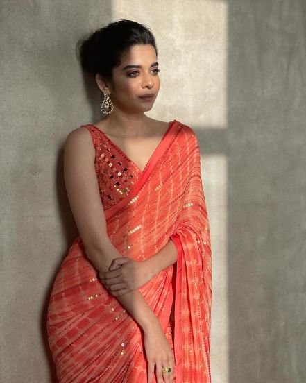 Mithila Palkar Red Saree Look