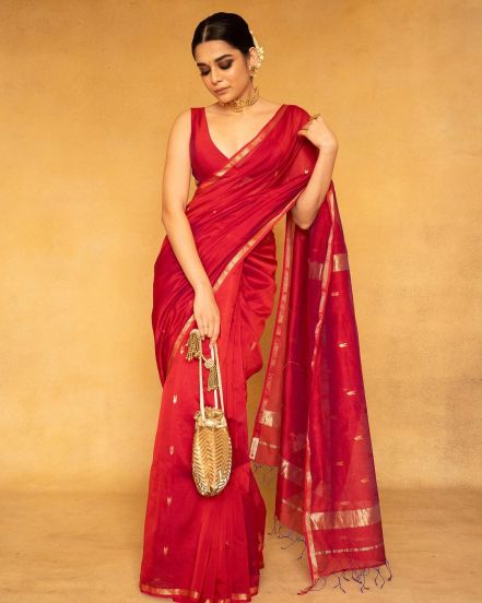 Mithila Palkar Red Saree Look