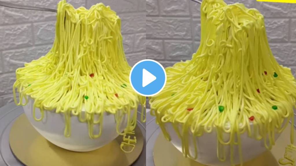 Viral Video Woman Is Making Cake Without Maggi Internet Is Loving bowl full of Maggi