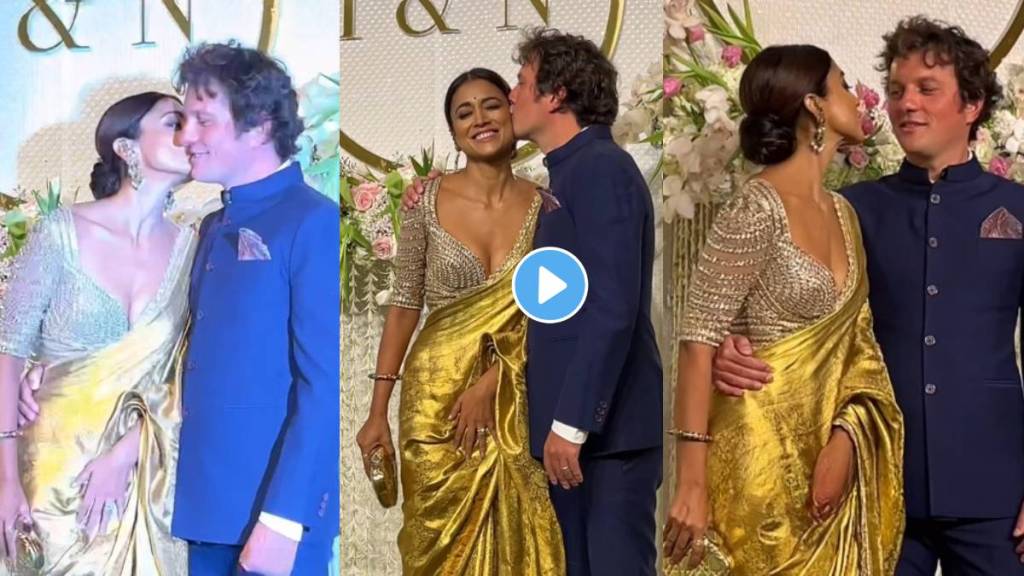 shriya saran liplock with husband Andrei Koscheev in ira khan and nupur shikhare reception party video goes viral