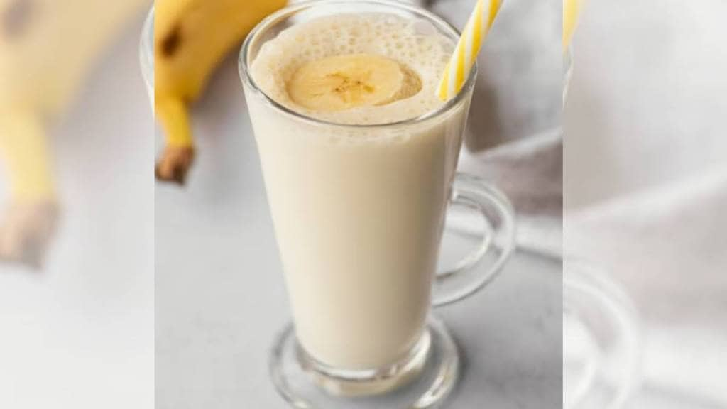 Made A healthy and Tasty Banana Milkshake At Home Note The recipe