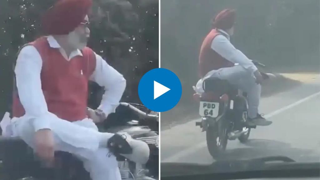 Sardarji is fearlessly driving bullets by keeping his feet on one leg You will not believe your eyes after seeing the viral video