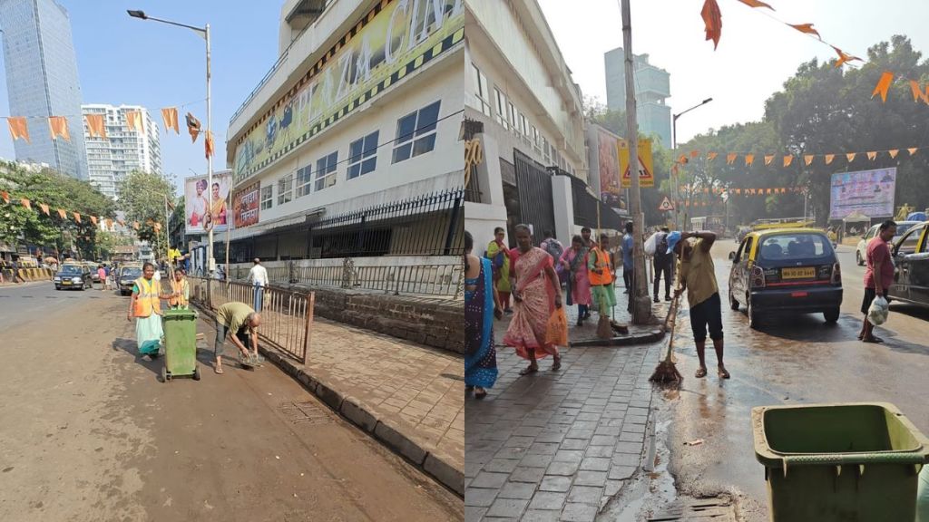 Municipal cleanliness campaign in Dadar Plaza area