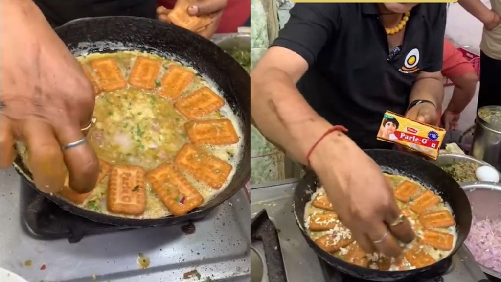 egg parle-g omelette viral video