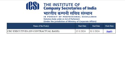 ICSI recruitment 2024: Apply for CRC Executives posts