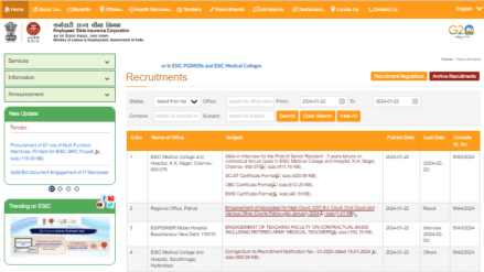 ESIC to recruit for 146 Faculty Specialist Senior Residents tutor posts