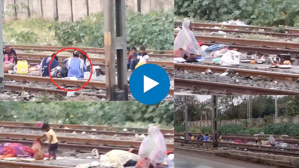 People seen sleeping cooking food on Mumbai local train tracks. Railways reacts