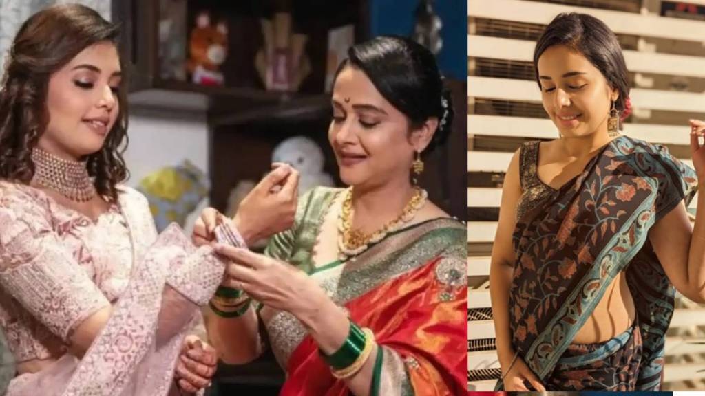 shivani rangole wears beautiful saree of her mother in law mrinal kulkarni