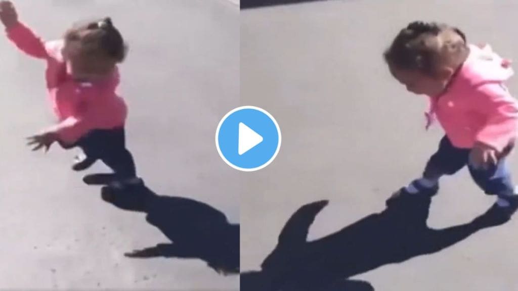 A child girl run away from her own shadow funny video goes viral