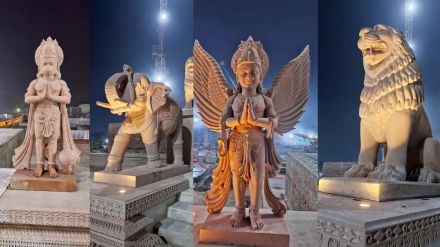 Murtis of elephant lion Hanuman Ji & Garuda have been installed at the entrance gate of Shri Ram Mandir