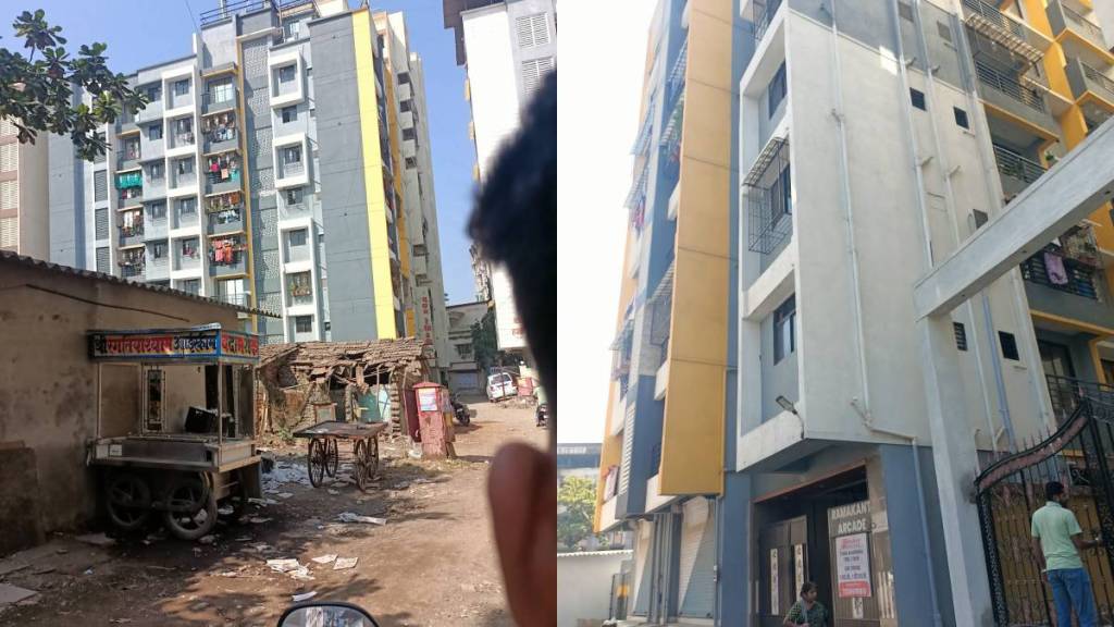 two building obstructing road in rahul nagar