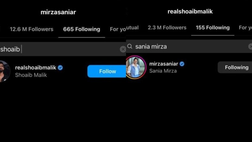 sania mirza shoaib malik following each other instagram