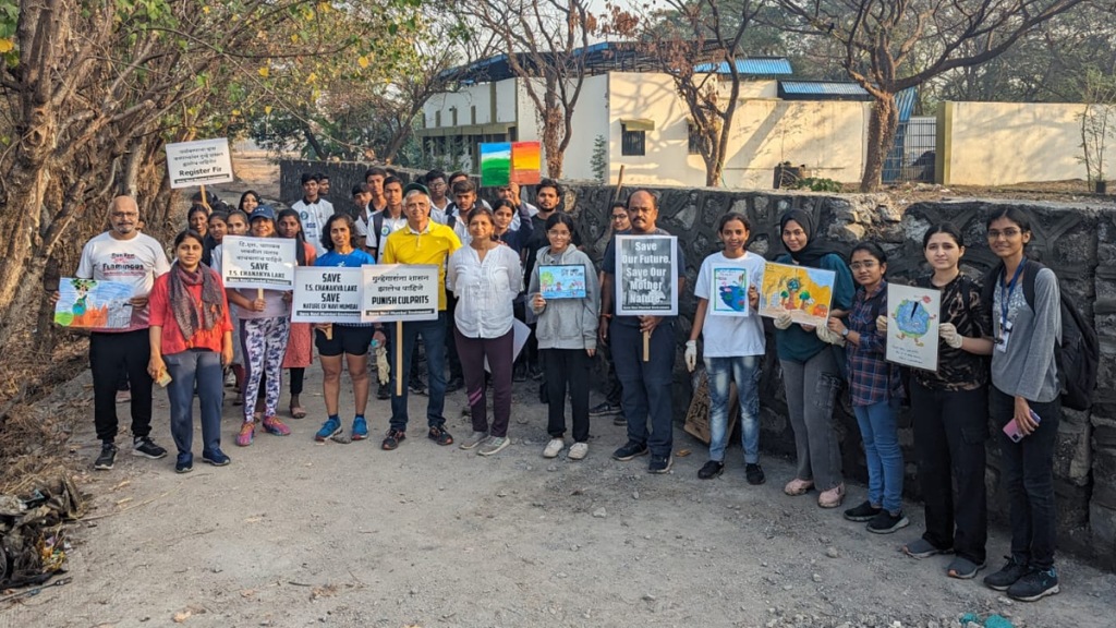 Environment lovers protesting chanakya area every Sunday against cidco save Chanakya Lake seawoods navi mumbai