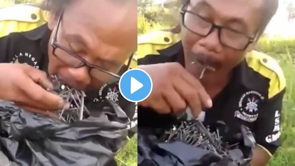 viral video man eats iron nails like snacks people enjoyed with unique comments see video