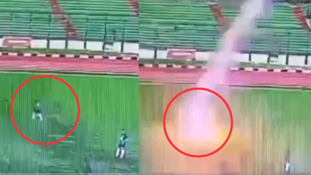 Watch Indonesian footballer dies after being hit by lightning