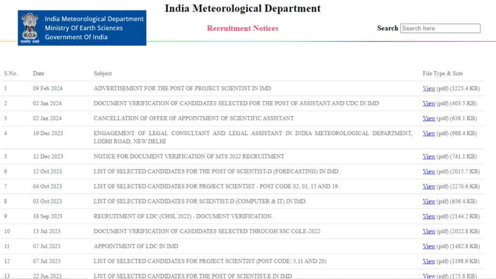 IMD bharti