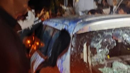 Nikhil Wagles car was smashed in pune ink was thrown on the car