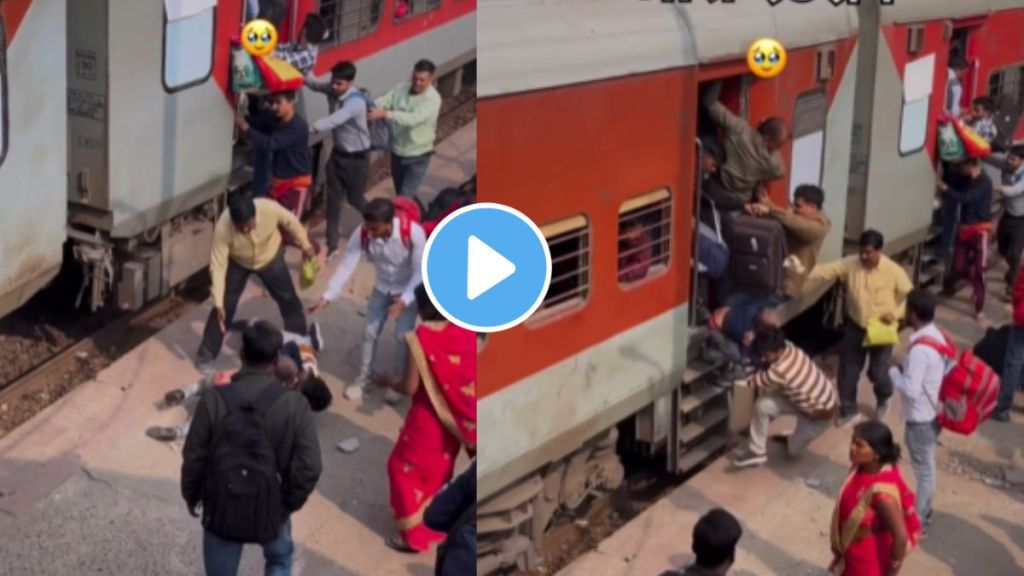 a man fell with a child in a moving train