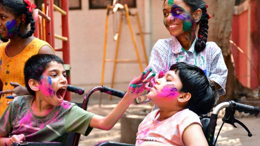 Society for the Education of the Crippled ahead of the festival of colours in Mumbai on Friday