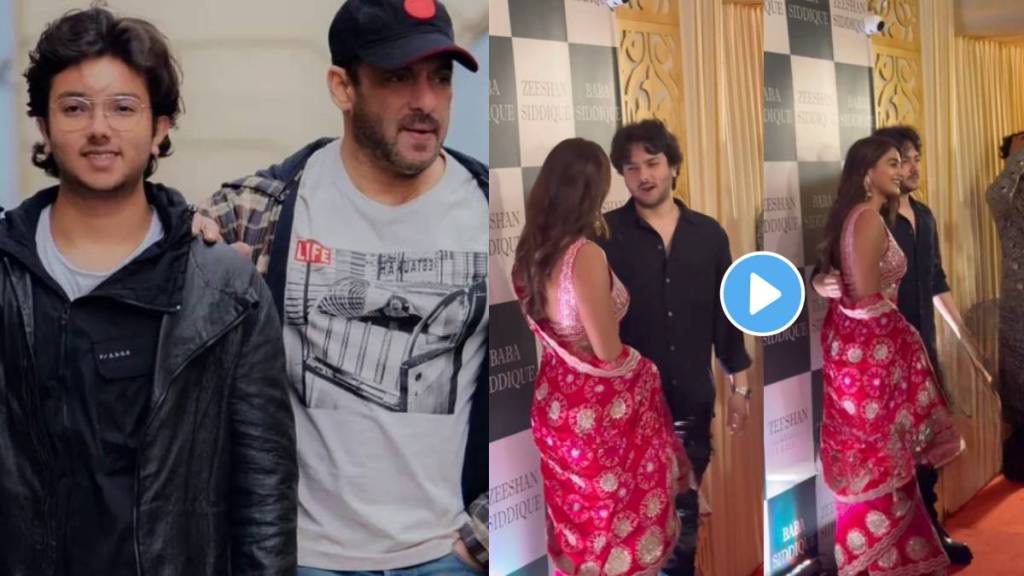 salman khan Nephew and sohail khan son Nirvaan Khan with Pooja Hegde in Baba Siddique iftar party video viral