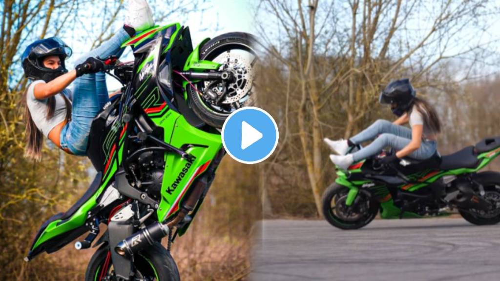 Girl Front Wheelie On Bike Stunt Video Viral Shocking Video