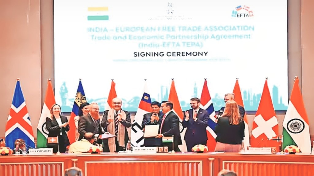 india signs free trade agreement with european free trade association