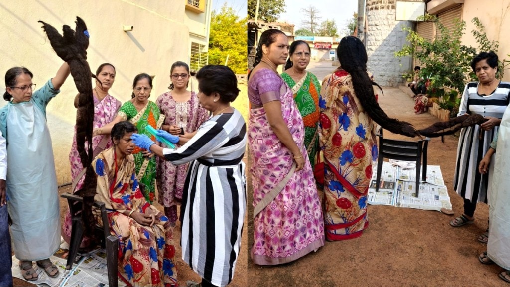 female cut 3 kg and six feet long hair after 14 year for celebrating womens day