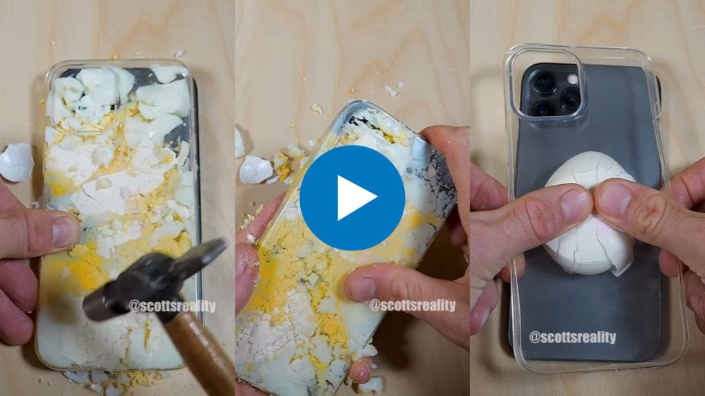 man crush boiled egg in iPhone case viral video