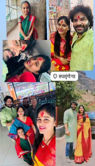 hardik joshi and akshaya deodhar seeks blessings at saptashrungi temple