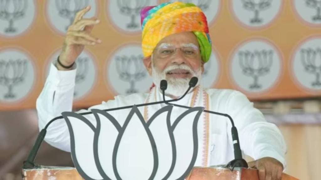 Prime Minister Narendra Modi addressing an election campaign rally in Jalore, Rajasthan. (Photo: BJP Rajasthan/ X)