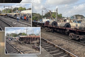 wagons derailed, goods train , palghar railway station, western railway