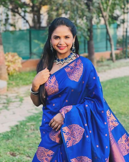 Apurva Gore Blue Saree Look