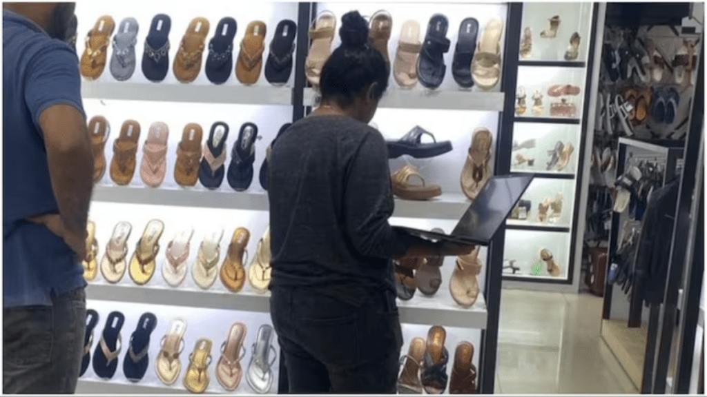 Shoe shopping during team meeting