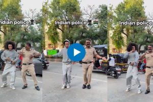Tiktoker Noel Robinson Mumbai’s dancing cop Amol Kamble groove to Gulabi Sharara