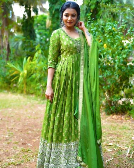 Jui Gadkari Green Anarkali Dress